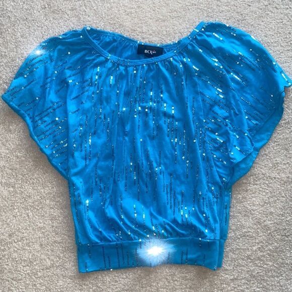 BCX Girl Turquoise Sequined Top! - Picture 2 of 7